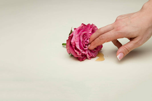 doigts touchant une rose